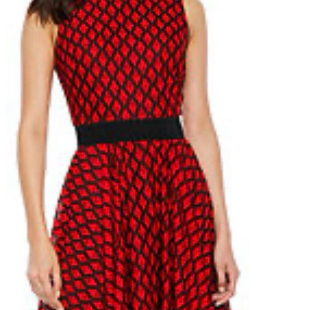 Nicole Red and Black Halter A-Line Mini Dress